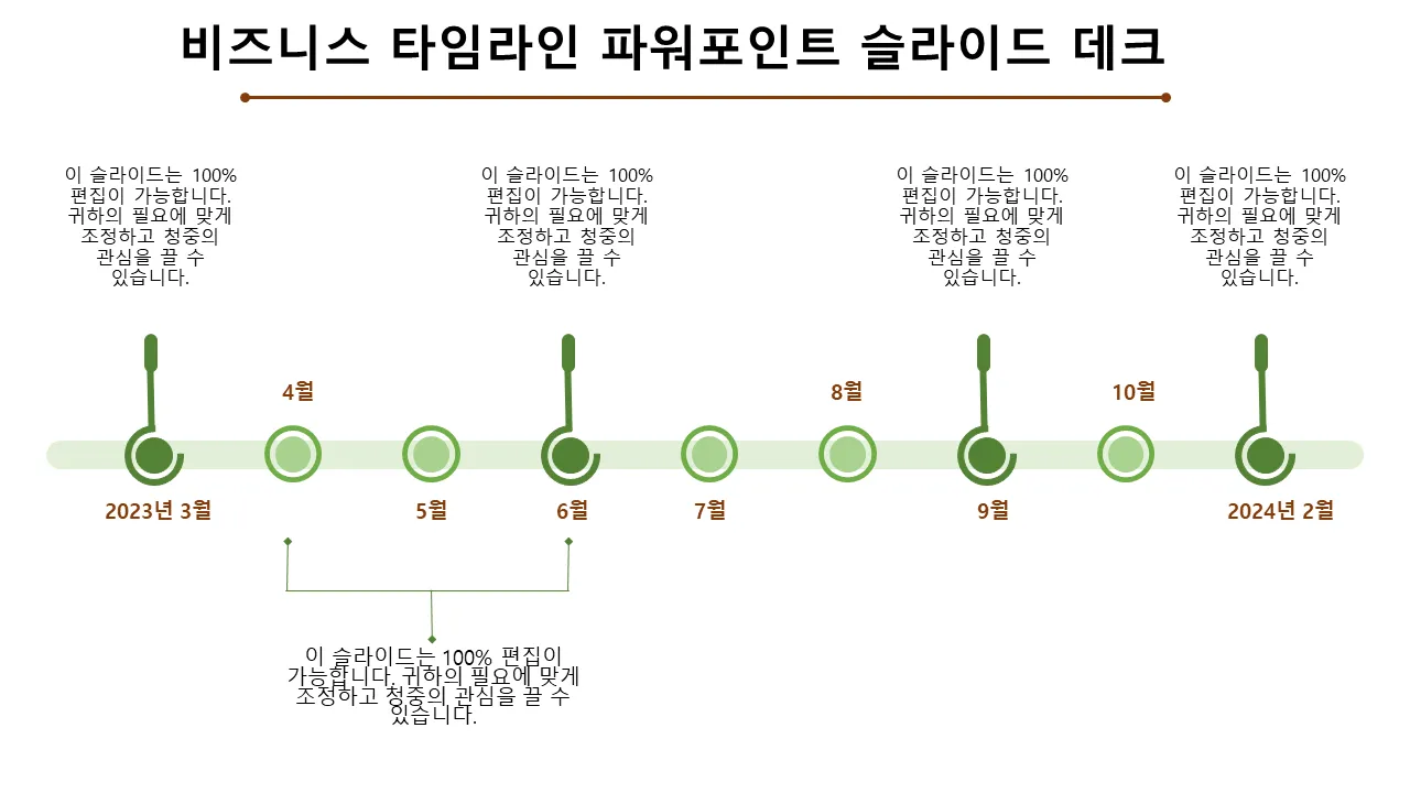 비즈니스 타임라인 파워포인트 슬라이드 덱