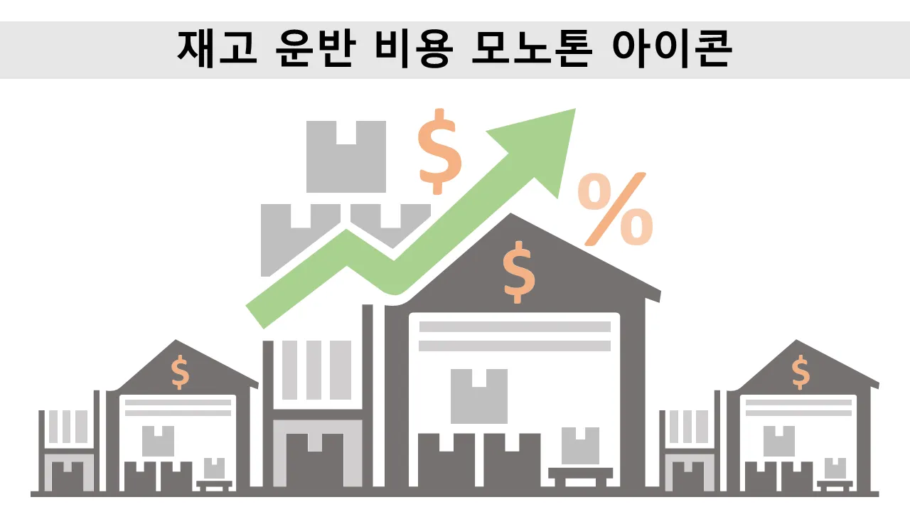 재고 운반 비용 모노톤 아이콘 파워포인트 템플릿