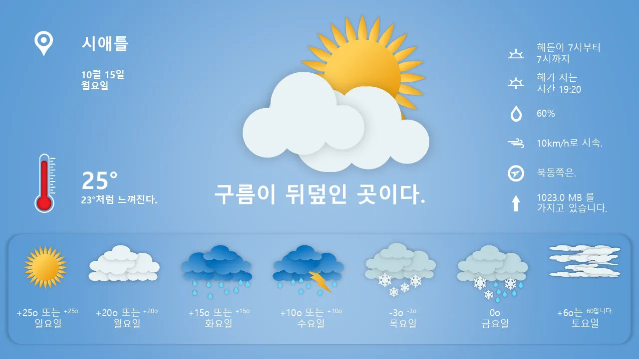 날씨 클립아트 비즈니스 프리젠테이션을 위한 PowerPoint 슬라이드 디자인