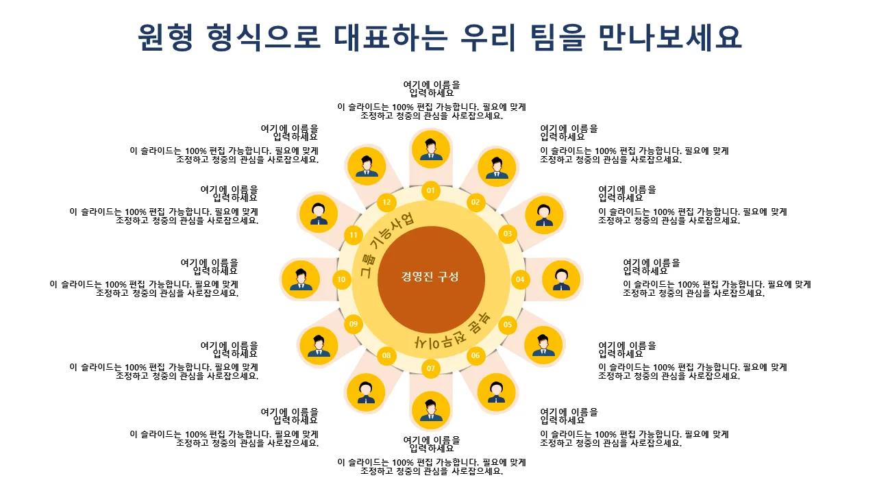 원형 팀 프레젠테이션 템플릿